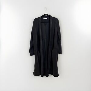 FLX Womens XL Long Solace Closureless Sweater Black Pockets Super Soft